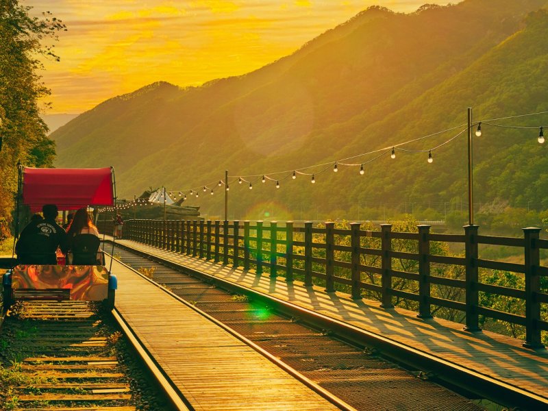Gangchon Rail Bike From Seoul in South Korea Hwadam Botanic Garden + Nami Island + Gangchon Railbike One Day Tour