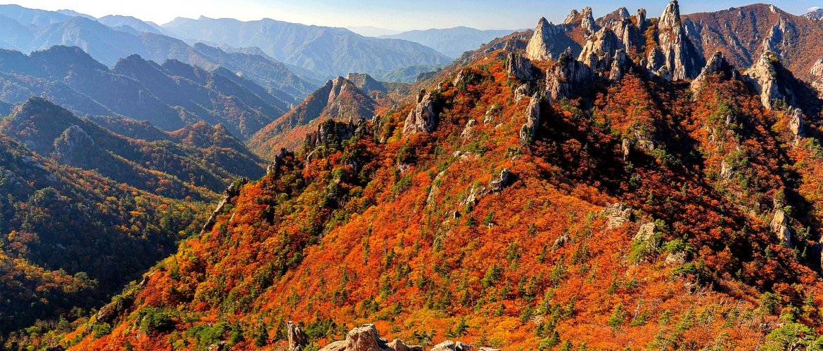 Mt. Seorak mountain experience and temple visit Seoraksan granite peaks and Naksansa Temple with ocean backdrop