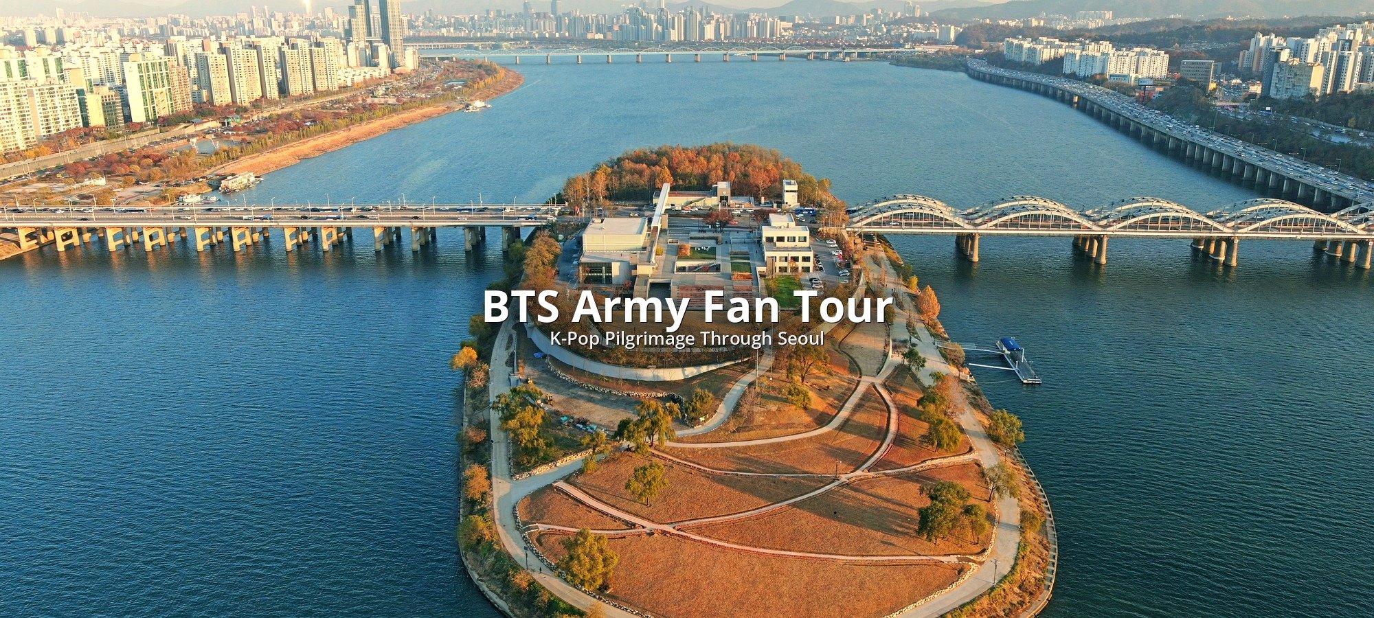 Services included in BTS Army tour BTS tour bus and ARMY members at iconic locations