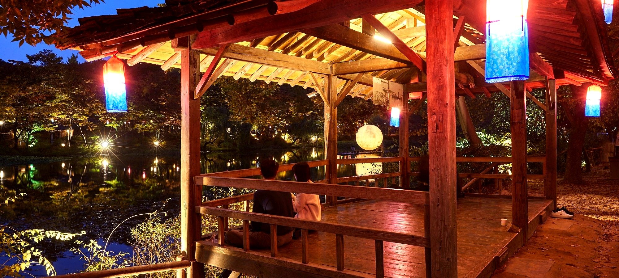 Summer night escape heritage experience Evening atmosphere at Korean Folk Village with Suwon Hwaseong illumination